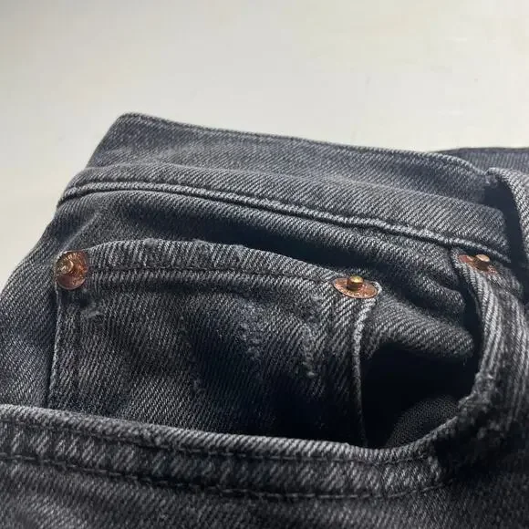 Re/Done Jeans Womens 30 Black 70s Ultra High Rise Stove Pipe Stretch Button Fly - Picture 10 of 15